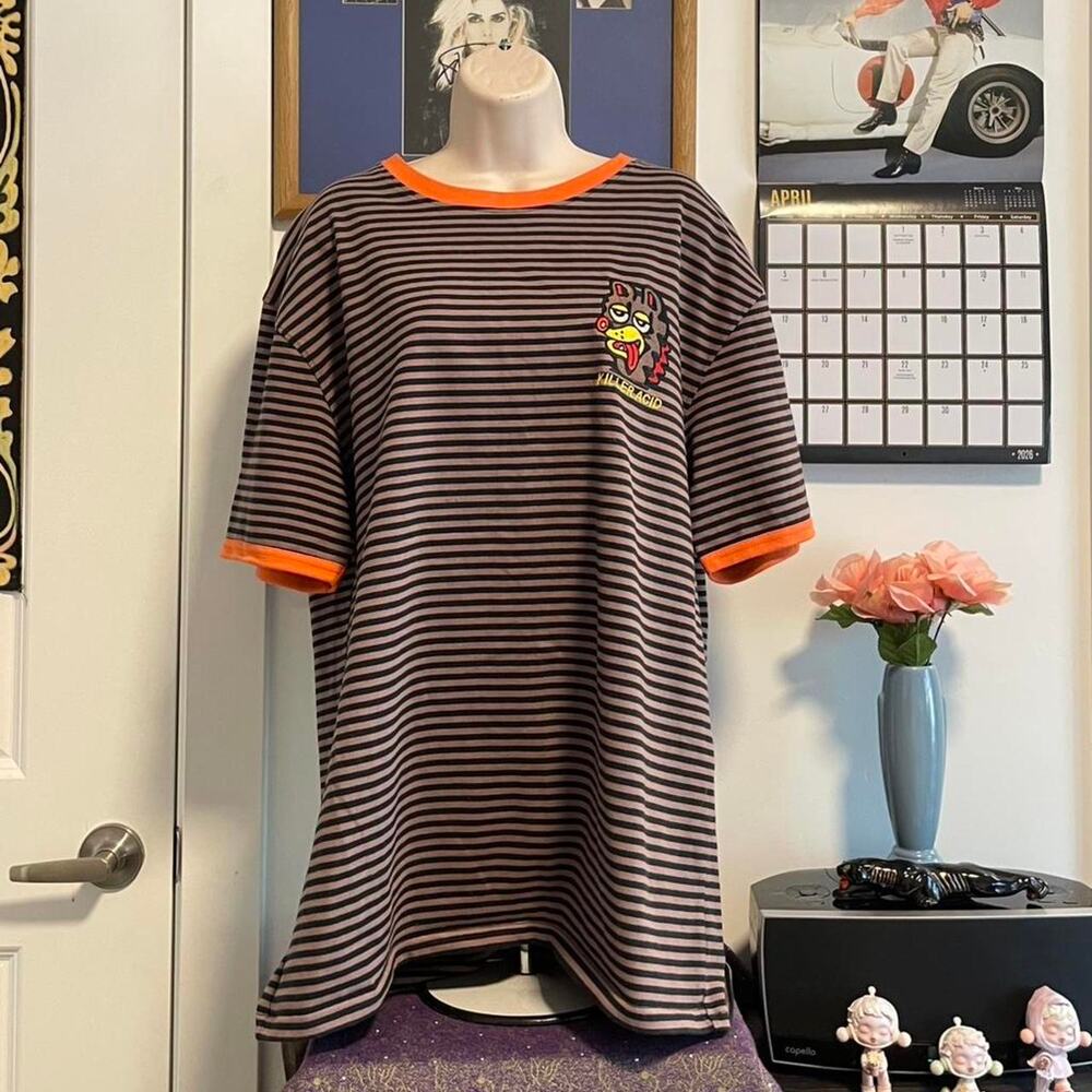 Killer acid striped t shirt with